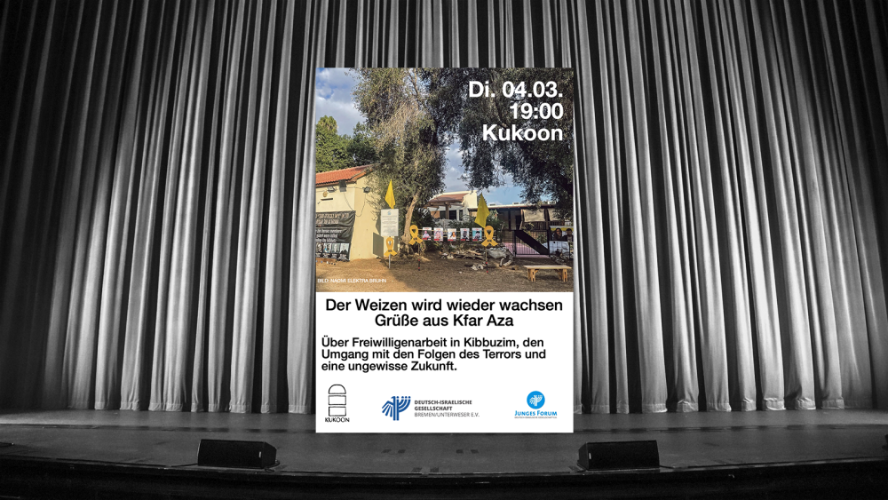 Veranstaltung: „Der Weizen wird wieder wachsen - Grüße aus Kfar Aza“ „Der Weizen wird wieder wachsen - Grüße aus Kfar Aza“